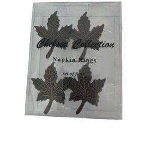 NWT Chelsea Collection Set of 4 Maple Leaf Metal Napkin Rings